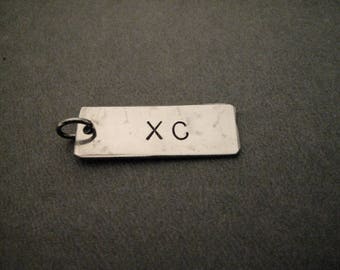 ONE (1) LARGE Hand Hammered Nickel Silver XC Pendant - Pendant Only - Hand Hammered Nickel Silver Runner Charm