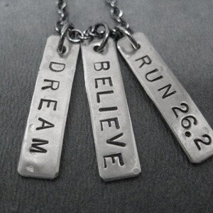 DREAM BELIEVE RUN 26.2 - Marathon Necklace on 18 inch gunmetal chain - 26.2 Marathon Jewelry