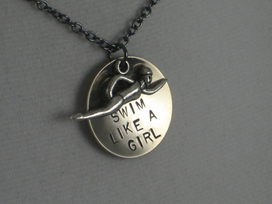 SWIM Like a GIRL Necklace Swimming Jewelry Necklace on 18 Etsy