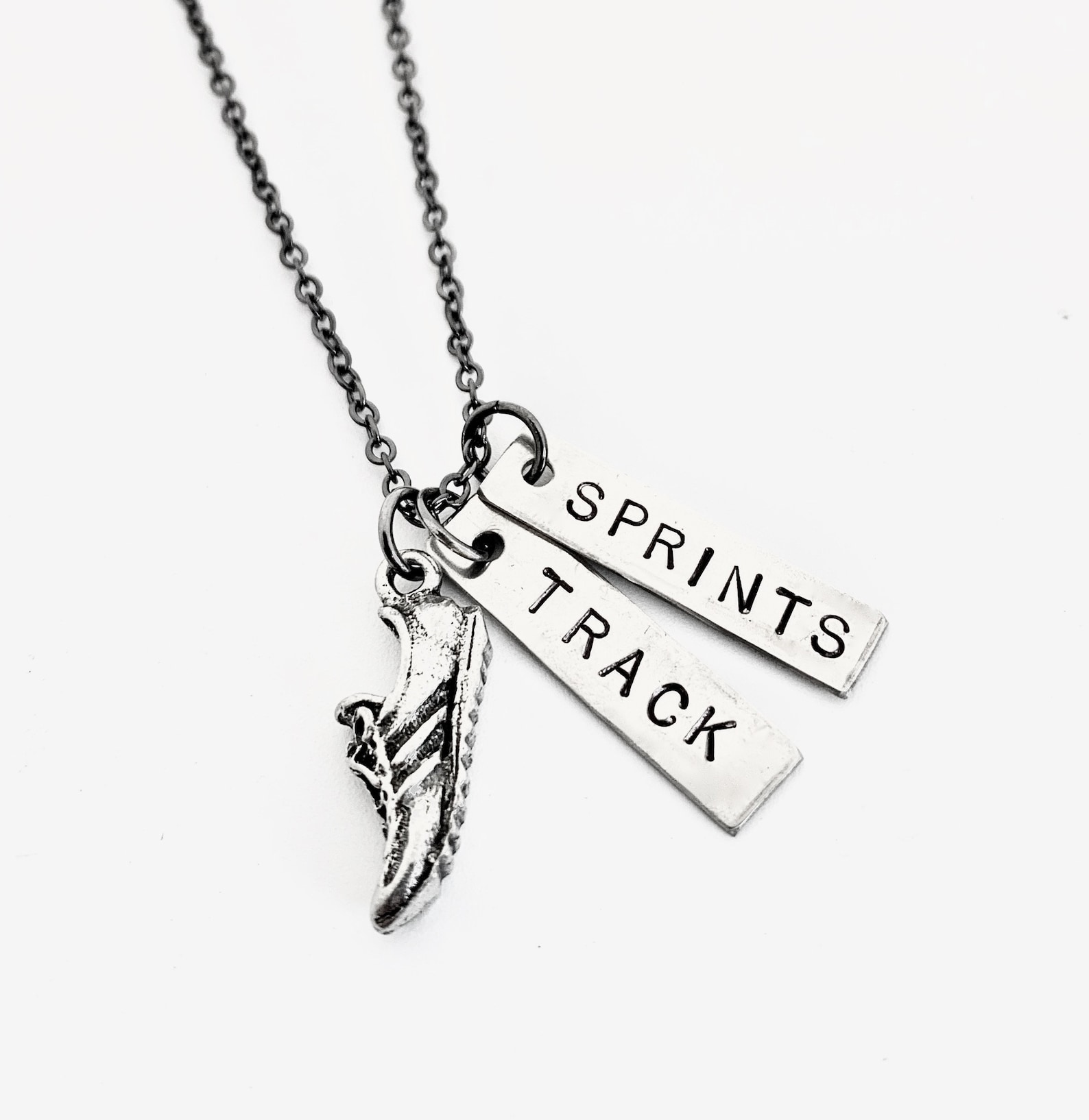 RUN TRACK SPRINTS Necklace Running Necklace on Gunmetal Etsy