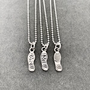 26.2, 13.1 or FLAT Shoe Print Charm on Sterling Silver Chain 16, 18 or 20 inch Sterling Silver Ball Chain Runner Shoe Print Necklace image 3