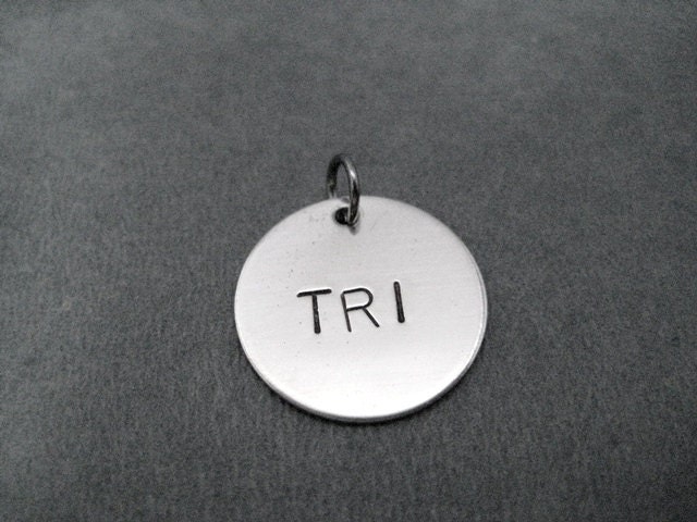 ONE (1) TRI Round Nickel Silver Pendant - Choose TRI, 140.6 ONE (1) TRI Round Nickel Silver Pendant - Choose TRI, 140.6