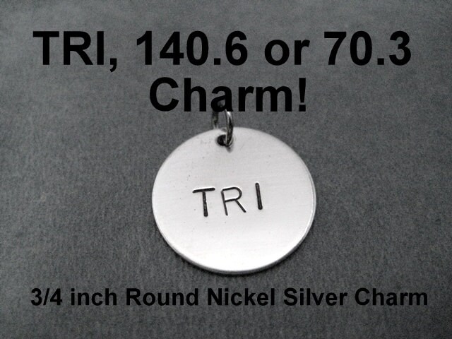 ONE (1) TRI Round Nickel Silver Pendant - Choose TRI, 140.6 ONE (1) TRI Round Nickel Silver Pendant - Choose TRI, 140.6