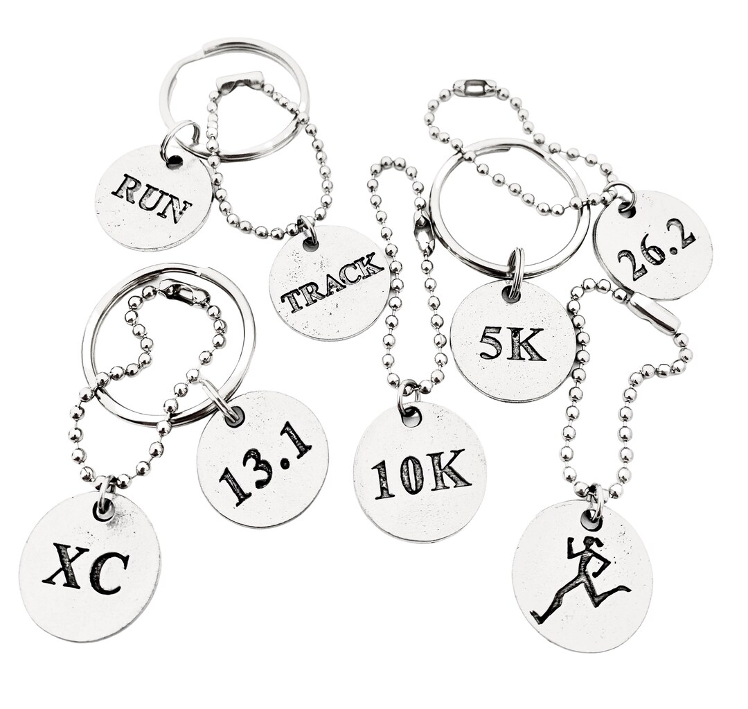 Distance, TRACK, RUN, XC or Runner Girl Round Pendant Key Chain / Bag ...