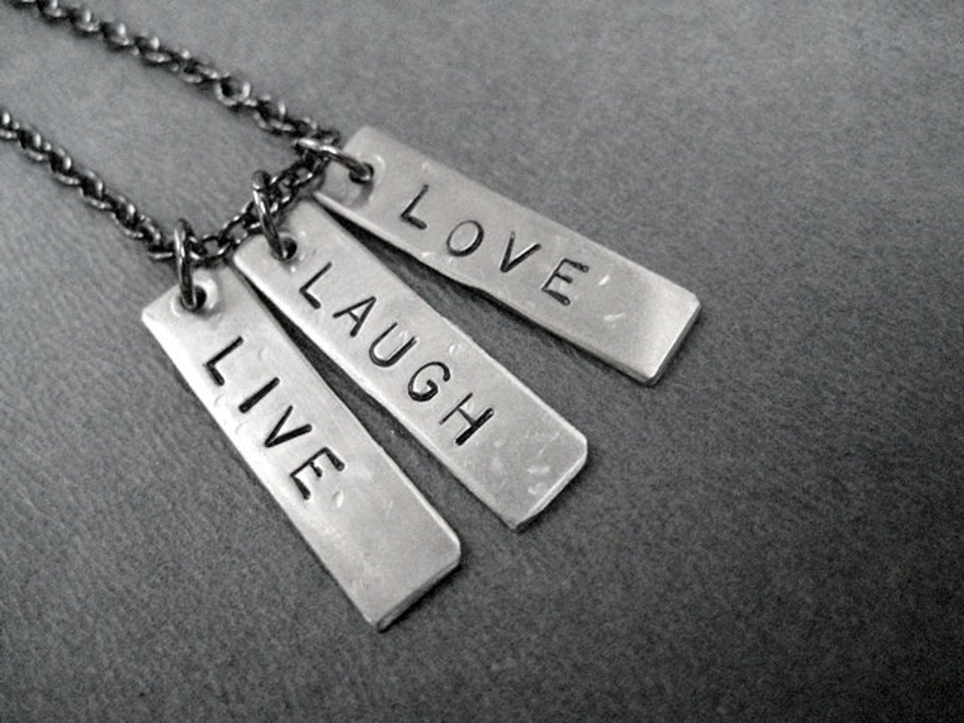 LIVE LAUGH LOVE - Inspirational Necklace on Gunmetal Chain - Love ...