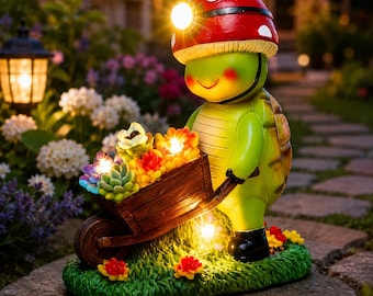 Solar Light Turtle Outdoor Garden Decor, 4 LED Solar Turtle Statue, Yard Patio Gnome Decoration, Gardening Gift for Mom Women