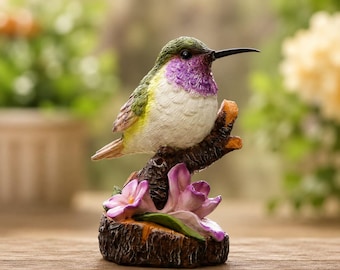 Hummingbird Garden Statue, Resin Bird Figurine, Outdoor Garden Decor, Patio Lawn Art, Bird Lover Gift, Backyard Decoration