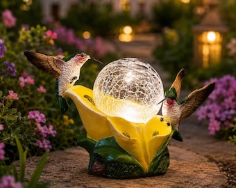 Solar Hummingbird Garden Statue, Solar LED Outdoor Decor, Hummingbird Figurine, Patio Yard Lawn Ornament, Garden Gift