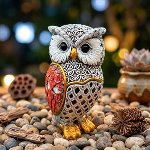 Solar Owl Garden Statue with Heart Light, Resin Owl Family Yard Decor, Outdoor Lawn Ornament, Gift for Mom Grandma