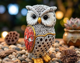 Solar Owl Garden Statue with Heart Light, Resin Owl Family Yard Decor, Outdoor Lawn Ornament, Gift for Mom Grandma