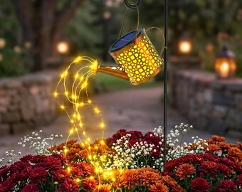 Solar Watering Can Lights, Metal Hanging Garden Decor, Waterproof LED Outdoor Patio Pathway Yard Light, Gift for Mom Grandma