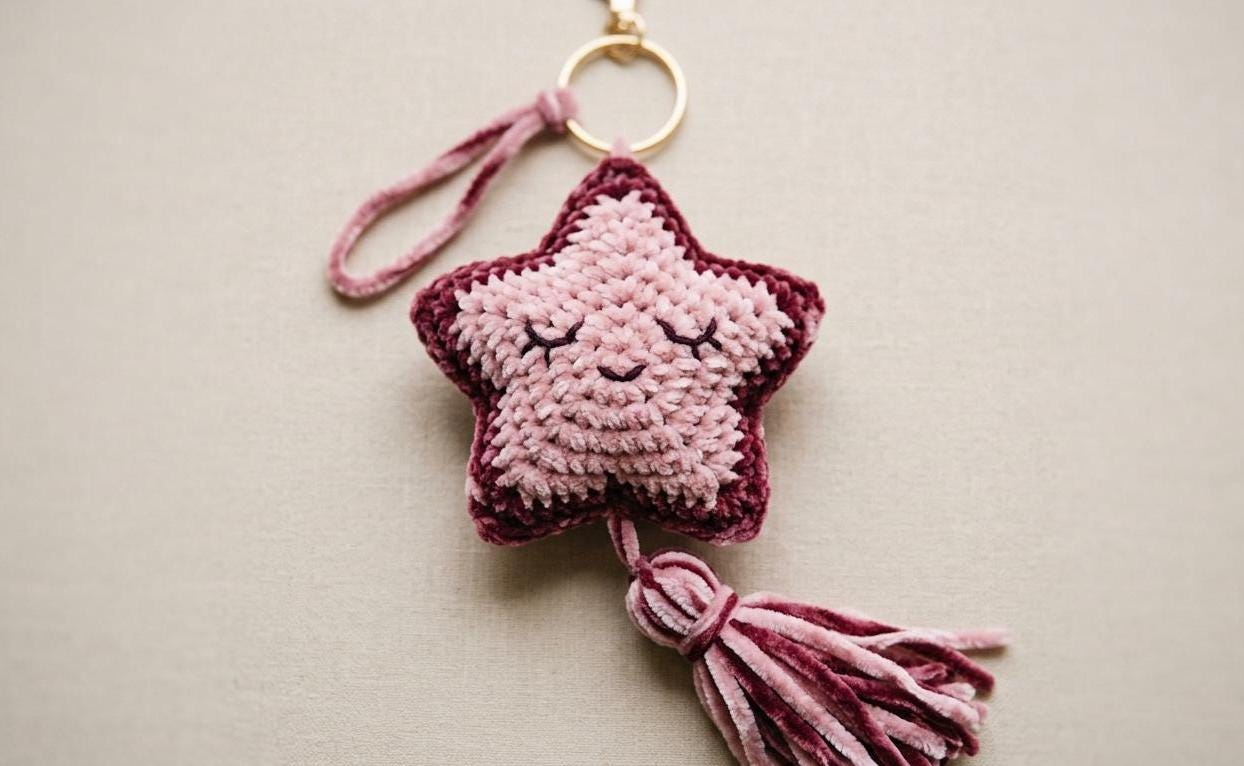 30 3D Crochet Patterns for Texture, Shape, and Standout Handmade Projects 9 Velvet Star Crochet Charm