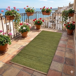 Handgewebter Teppich aus Jute-Wolle mit geometrischem Muster aus dem Südwesten