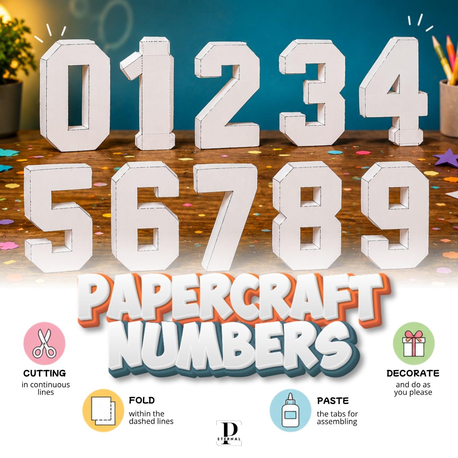 Papercraft Numbers Papercraft Numbers Template PDF | 3D Paper DIY Craft | Printable Number ...