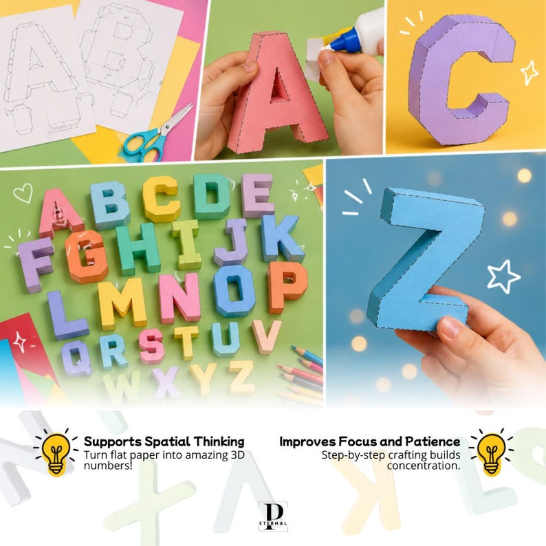 Papercraft Alphabet | 3D Paper Alphabet Letters Template Bundle ...