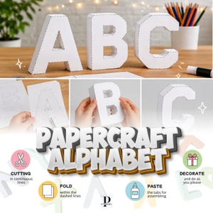 Papercraft Alphabet | 3D Paper Alphabet Letters Template Bundle ...
