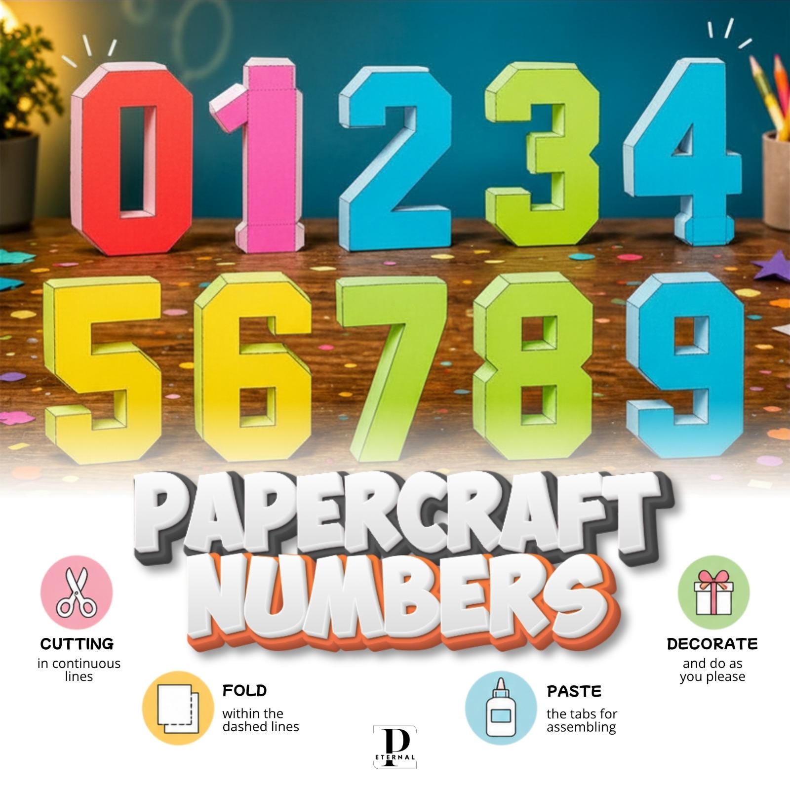 Papercraft Numbers Template PDF | 3D Paper DIY Craft | Printable Number ...