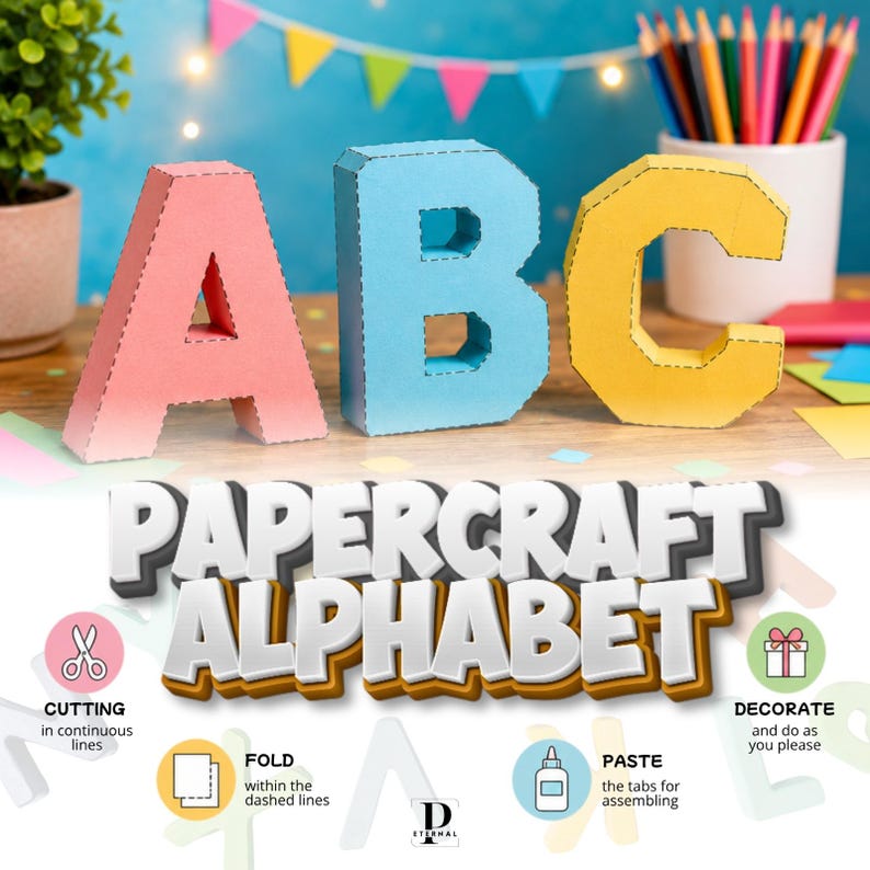 Papercraft Alphabet | 3D Paper Alphabet Letters Template Bundle ...