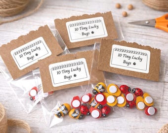 Red Yellow Mini Wooden Lady Bugs for Crafting Scrapbook Card Embellishments with Back Stickers Ready Perfect for Spring Summer Fall Decor