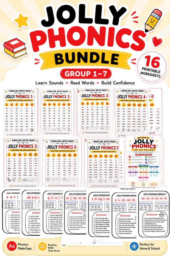 Jolly Phonics Groups 1-7 Mega Bundle – Phonics Sounds, Words