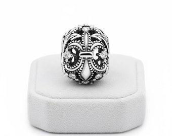 Fleur De Lis Openwork Lily Charm Silver S925