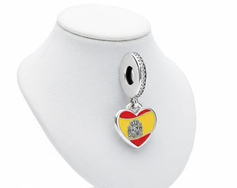 Spanish Flag Pendant Charm Sterling Silver