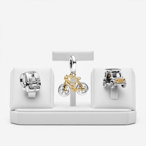 Two_Tone Bicycle Automobile Backpack Dangle Charm Set