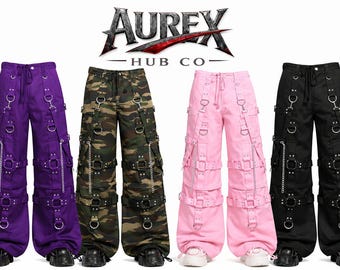Handmade Gothic Cargo Pants with Straps & Chains Unisex Streetwear, Techwear Style, Custom Made