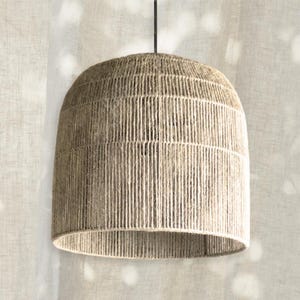 Lámpara colgante bohemia con flecos de yute: Lámpara de araña de estilo balinés