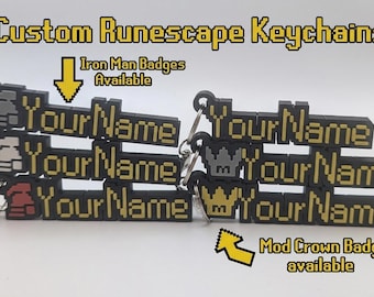 Custom Old School RuneScape Keychains, Player Mod Crown Badges, Iron Man Icons