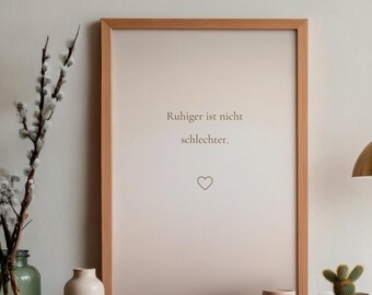 Quieter isn't worse | Minimalist Poster | Self-care Wall Decor | Digital Download | Printable Poster | Beige Wall Art