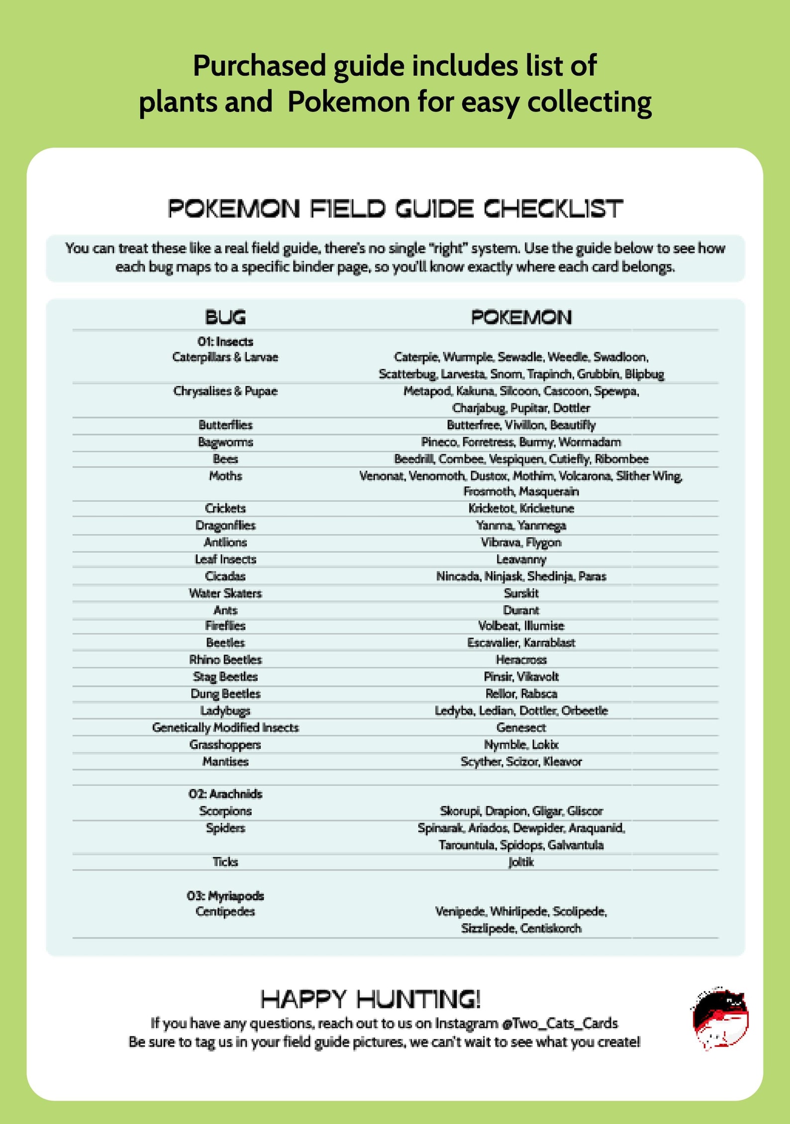 Bugs Field Guide Printable Binder Inserts | 59 Cards + Inside Cover ...