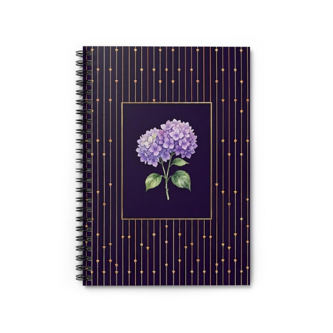 Purple Hydrangea Classic Bouquet Spiral Notebook | Dark Floral ...