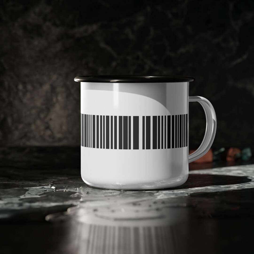 Barcode Stripe Enamel Camp Cup | Minimal Graphic, Monochrome Barcode ...