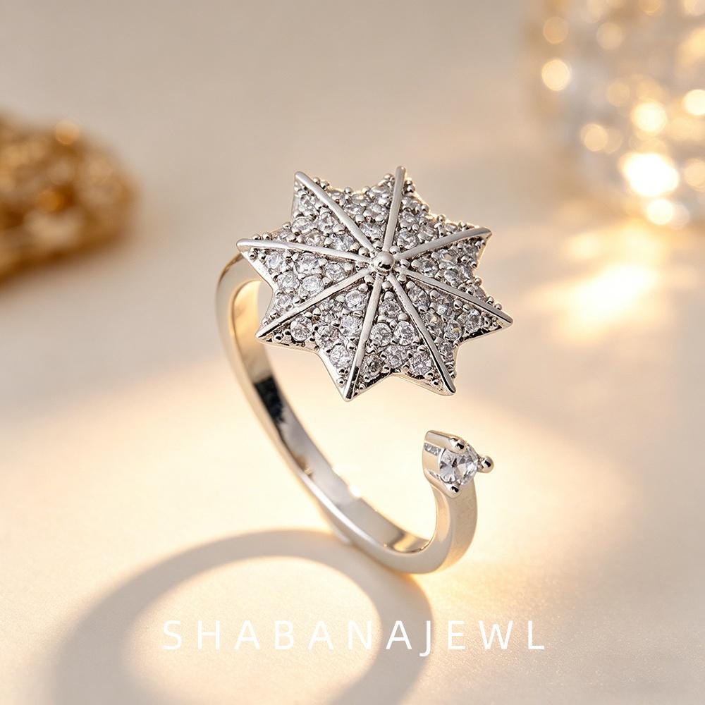 Eight Pointed Star Ring - Etsy