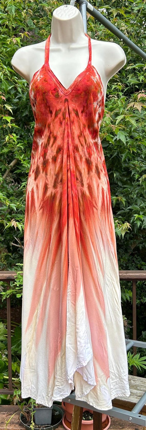 Backless Halter Dress Rust Sunburst Design Tie Dye - Etsy
