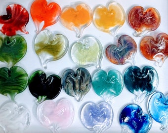 Set of 3 Glass Hearts Hand Sculpted and made in the USA