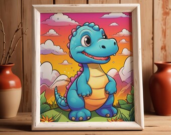 Poster di dinosauri, stampe per la cameretta dei bambini, decorazioni murali con dinosauri, decorazioni per la sala giochi dei bambini. (Download digitale)