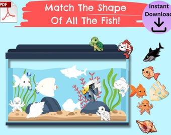 Pagina PDF stampabile con attività di abbinamento delle forme, per bambini piccoli, scuola materna, istruzione parentale, Montessori, pagina di apprendimento.