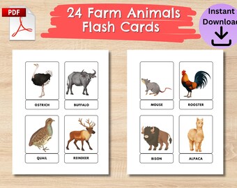 Schede didattiche stampabili sugli animali della fattoria Montessori per la scuola materna, l'asilo nido, i bambini piccoli, le classi, le schede di apprendimento in formato PDF da scaricare