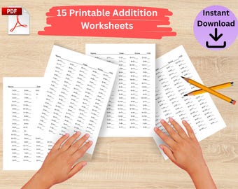 Schede di lavoro di addizione / Esercizi di matematica con spazi vuoti da riempire (download PDF A4/US Letter)