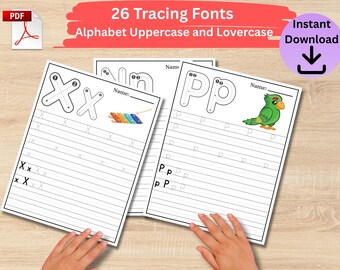 Font per tracciare l'alfabeto - Esercizi di scrittura a mano per bambini (download PDF)