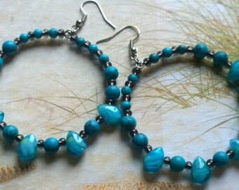 Beside the Seaside Beaded Hoop Earrings