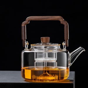 Żaroodporny szklany czajnik z funkcją gotowania na parze | Czajnik do parzenia herbaty z uchwytem | Elektryczny czajnik z płytą ceramiczną