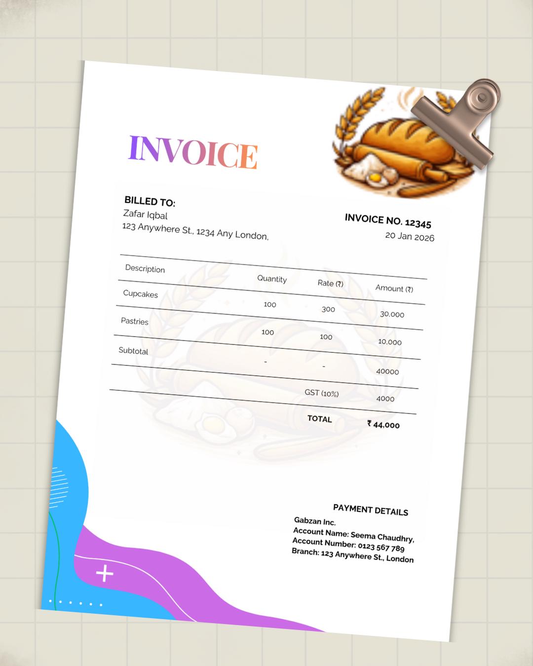 Editable Bakery Invoice Template for Cake Orders | Canva Template ...