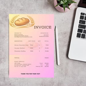 Editable Bakery Invoice Template for Cake Orders | Customizable Canva ...