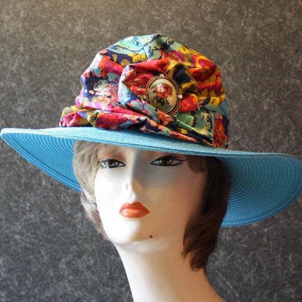 Turquoise Kentucky Derby Hat, Derby Hat, Easter Hat, Garden Party Hat, Tea Party Hat, Church Hat, Downton Abbey Hat, hat Turquoise Hat 412