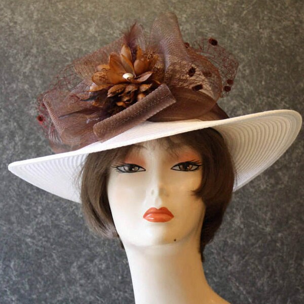 NOW 30 DOLLARS OFF! Kentucky Derby Downton Abbey Hat Victorian Fascinator Garden Party Tea Party Wedding Party Hat Woman's White Hat 385