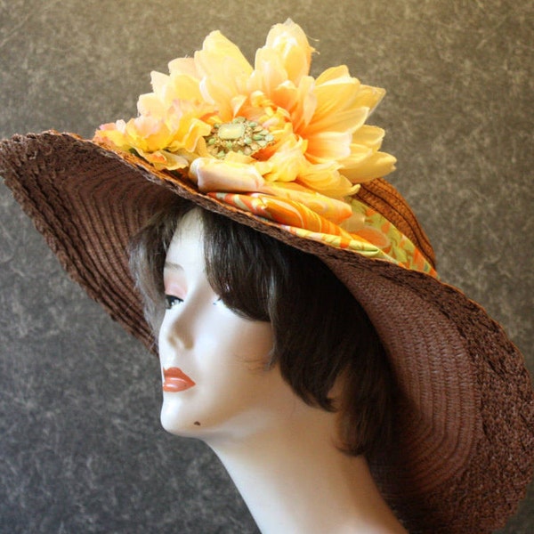 Brown Kentucky Derby Hat, Derby Hat, Garden Party Hat, Tea Party Hat, Easter Hat, Church Hat, Wedding Hat, Downton Abbey  Brown Hat 337