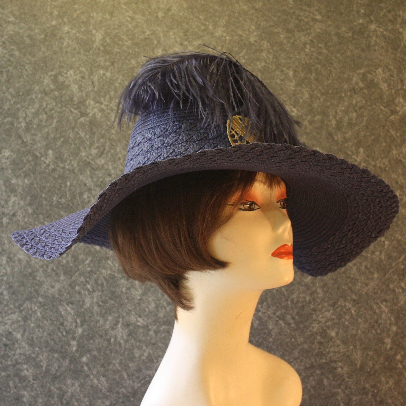 NOW HALF OFF Navy Blue Kentucky Derby Hat Tea Party Garden Etsy